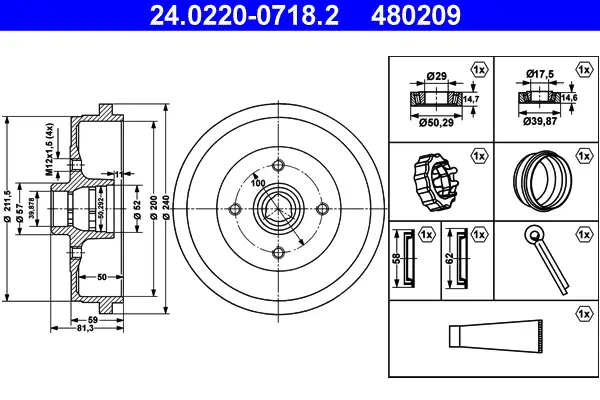 ATE 24.0220-0718.2 - Bremstrommel Super-Preis