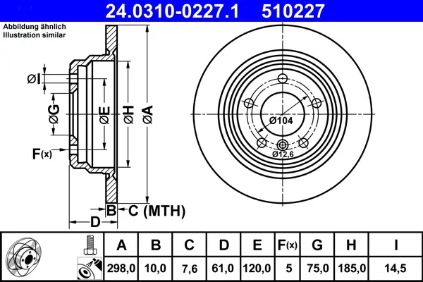 ATE 24.0310-0227.1 - Bremsscheibe - PowerDisc Begrenztes Angebot