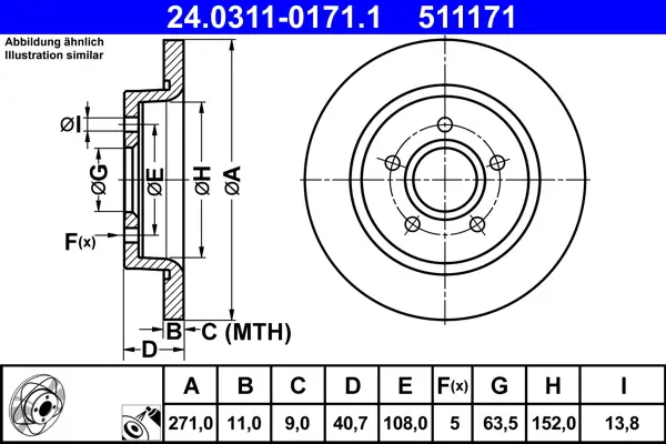 ATE 24.0311-0171.1 - Bremsscheibe - PowerDisc Preis Gesenkt