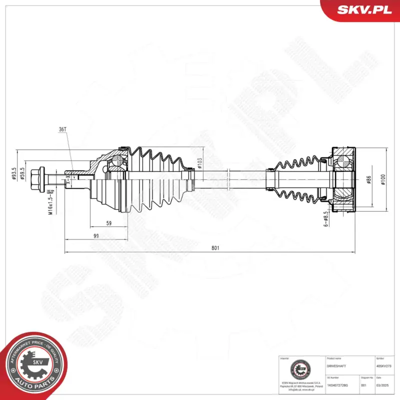 ESEN SKV 40SKV273 - Antriebswelle Ausverkauf