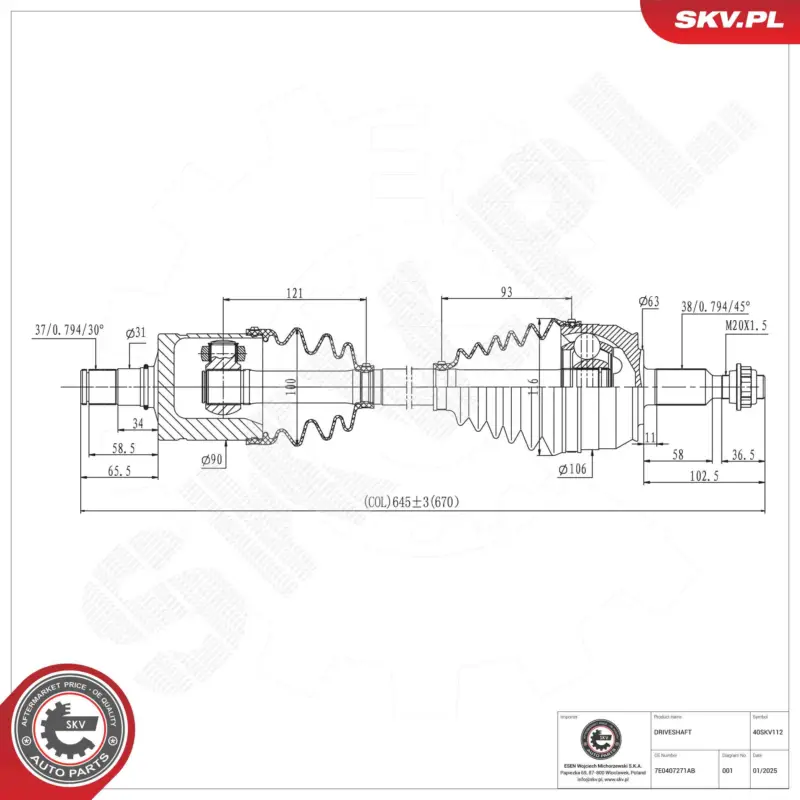 Aktuell ESEN SKV 40SKV112 - Antriebswelle