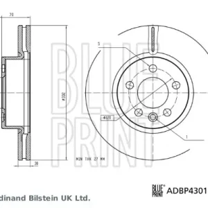 Meistverkauft BLUE PRINT ADBP430196 - Bremsscheibe