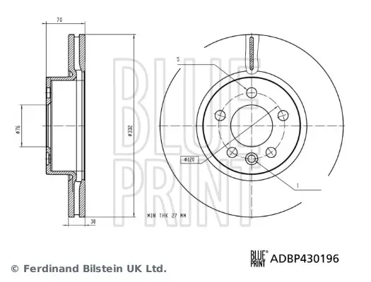 Meistverkauft BLUE PRINT ADBP430196 - Bremsscheibe