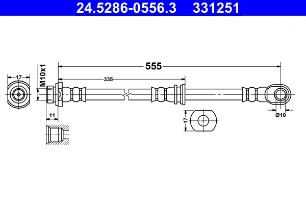 ATE 24.5286-0556.3 - Bremsschlauch Nur Für Kurze Zeit