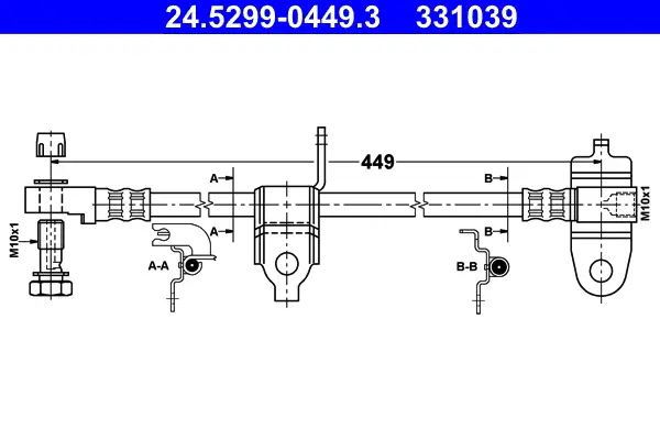 ATE 24.5299-0449.3 - Bremsschlauch Garantierte Lieferung