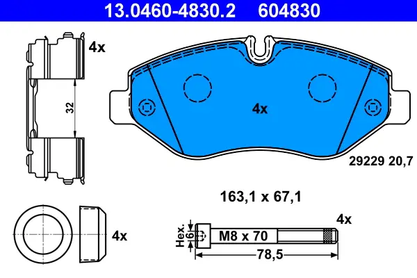 Schneller Versand ATE 13.0460-4830.2 - Bremsbelagsatz, Scheibenbremse
