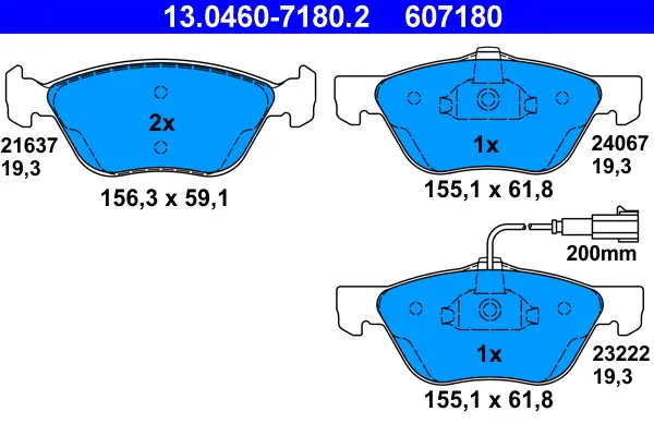 Ausverkauf ATE 13.0460-7180.2 - Bremsbelagsatz, Scheibenbremse