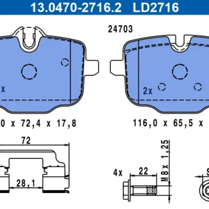 ATE 13.0470-2716.2 - Bremsbelagsatz, Scheibenbremse - ATE Ceramic Markenprodukt