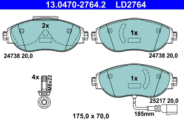 Knallerangebot ATE 13.0470-2764.2 - Bremsbelagsatz, Scheibenbremse - ATE Ceramic