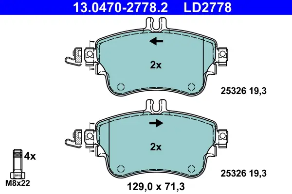 ATE 13.0470-2778.2 - Bremsbelagsatz, Scheibenbremse - ATE Ceramic Neue Ware