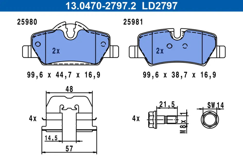 ATE 13.0470-2797.2 - Bremsbelagsatz, Scheibenbremse - ATE Ceramic Top-Angebot