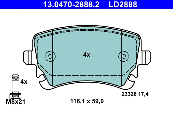 ATE 13.0470-2888.2 - Bremsbelagsatz, Scheibenbremse - ATE Ceramic Beliebt