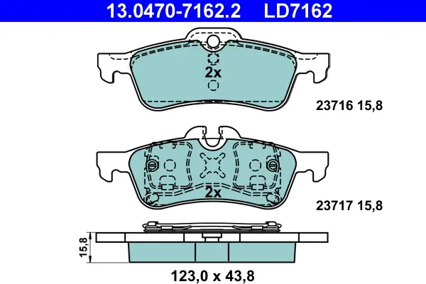 Bestpreis ATE 13.0470-7162.2 - Bremsbelagsatz, Scheibenbremse - ATE Ceramic