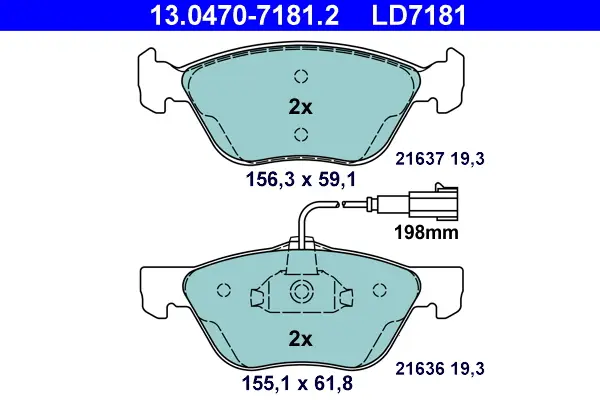 ATE 13.0470-7181.2 - Bremsbelagsatz, Scheibenbremse - ATE Ceramic Neu