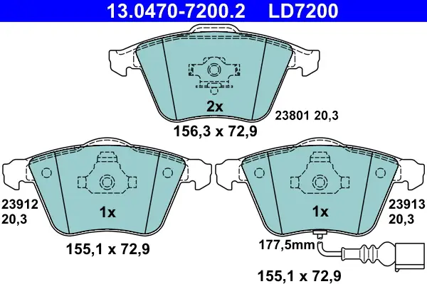 ATE 13.0470-7200.2 - Bremsbelagsatz, Scheibenbremse - ATE Ceramic Preisknaller