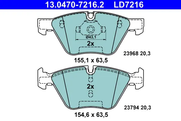 Neu ATE 13.0470-7216.2 - Bremsbelagsatz, Scheibenbremse - ATE Ceramic
