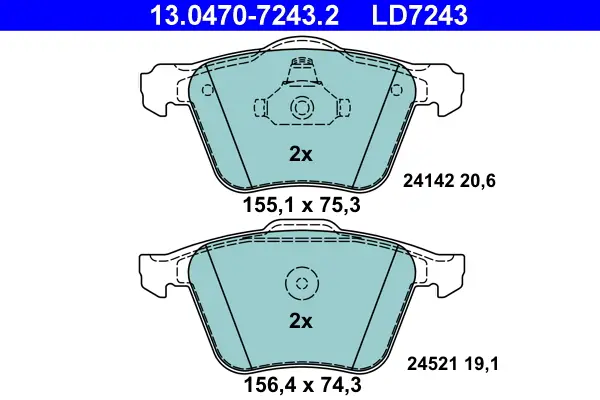 Aktuell ATE 13.0470-7243.2 - Bremsbelagsatz, Scheibenbremse - ATE Ceramic