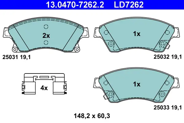ATE 13.0470-7262.2 - Bremsbelagsatz, Scheibenbremse - ATE Ceramic Garantierte Lieferung