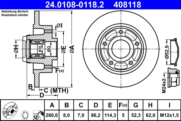 ATE 24.0108-0118.2 - Bremsscheibe Mega-Angebot