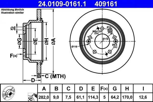 Echt ATE 24.0109-0161.1 - Bremsscheibe