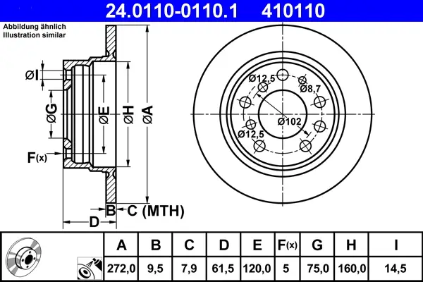 ATE 24.0110-0110.1 - Bremsscheibe Preisknaller