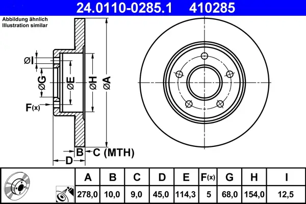 ATE 24.0110-0285.1 - Bremsscheibe Meistverkauft