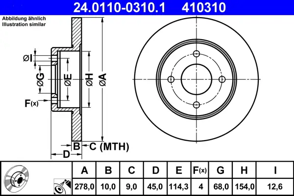 ATE 24.0110-0310.1 - Bremsscheibe Top-Seller