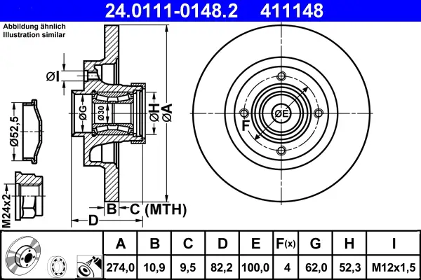 Expressversand ATE 24.0111-0148.2 - Bremsscheibe