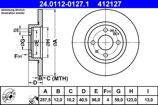 ATE 24.0112-0127.1 - Bremsscheibe Zertifiziert