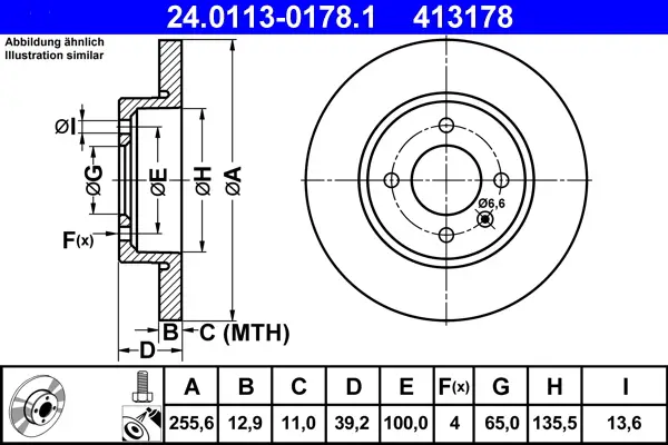 ATE 24.0113-0178.1 - Bremsscheibe Beliebt