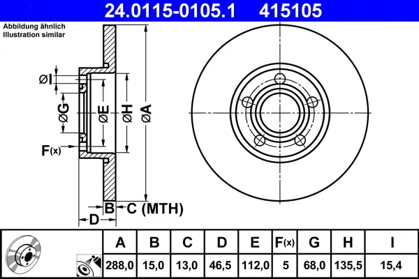 ATE 24.0115-0105.1 - Bremsscheibe Preisreduziert