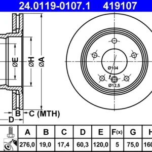 Top-Angebot ATE 24.0119-0107.1 - Bremsscheibe