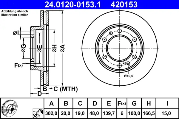 Schnäppchen ATE 24.0120-0153.1 - Bremsscheibe