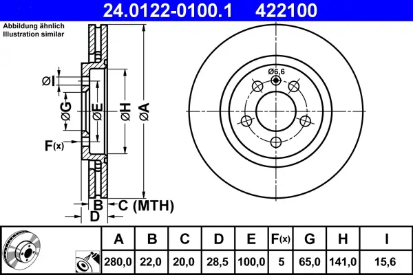 Knallerangebot ATE 24.0122-0100.1 - Bremsscheibe