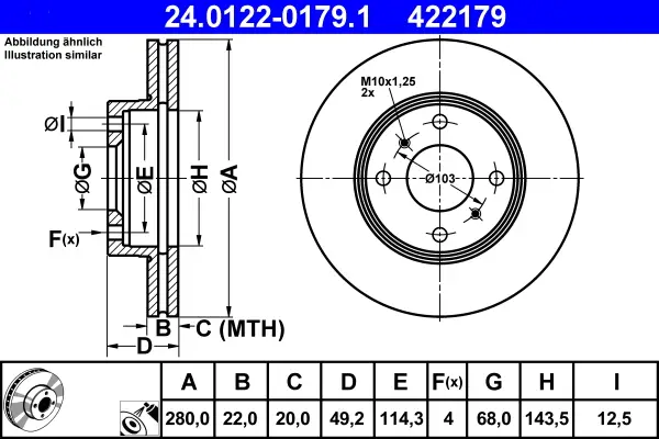 ATE 24.0122-0179.1 - Bremsscheibe Online Kaufen