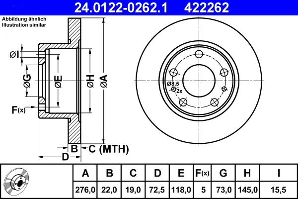 ATE 24.0122-0262.1 - Bremsscheibe Top-Preis