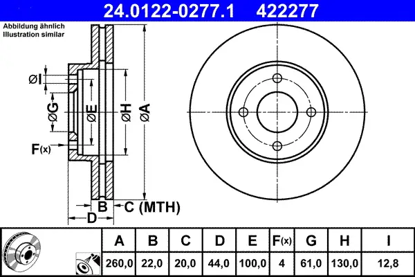 ATE 24.0122-0277.1 - Bremsscheibe Online Kaufen