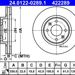 Angebot ATE 24.0122-0289.1 - Bremsscheibe