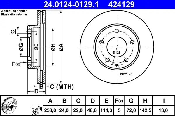 ATE 24.0124-0129.1 - Bremsscheibe Online Kaufen