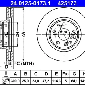 Neue Ware ATE 24.0125-0173.1 - Bremsscheibe
