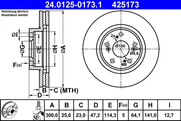 Neue Ware ATE 24.0125-0173.1 - Bremsscheibe