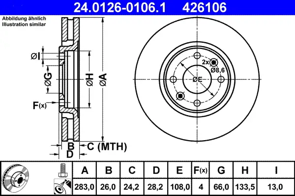 ATE 24.0126-0106.1 - Bremsscheibe Rabatt