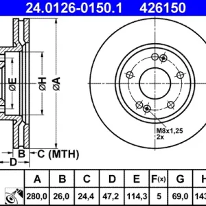Abverkauf ATE 24.0126-0150.1 - Bremsscheibe