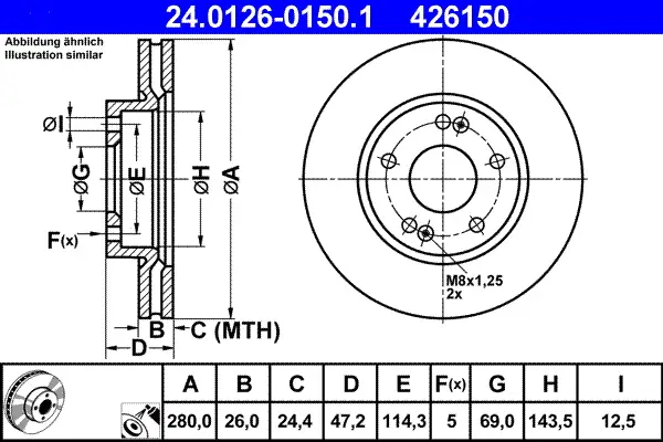 Abverkauf ATE 24.0126-0150.1 - Bremsscheibe