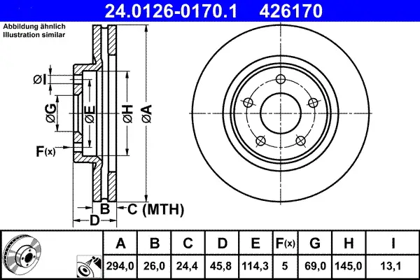 ATE 24.0126-0170.1 - Bremsscheibe Ausverkauf