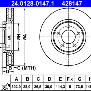 Zertifiziert ATE 24.0128-0147.1 - Bremsscheibe