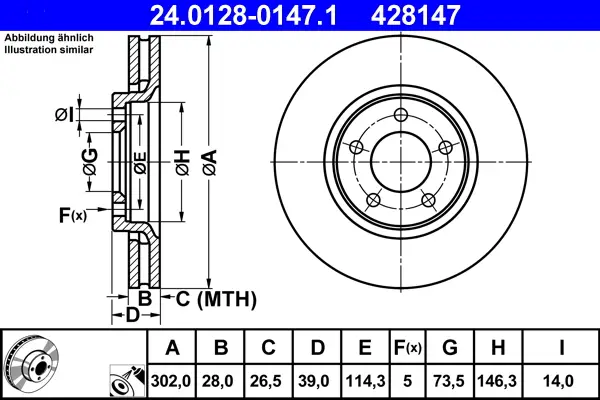 Zertifiziert ATE 24.0128-0147.1 - Bremsscheibe