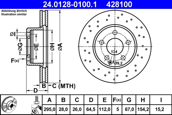 Billig ATE 24.0128-0100.1 - Bremsscheibe