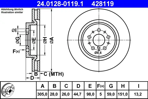 ATE 24.0128-0119.1 - Bremsscheibe Must-Have