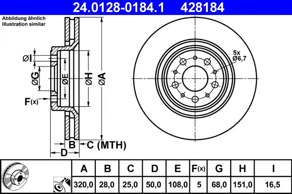 ATE 24.0128-0184.1 - Bremsscheibe Expressversand